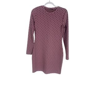 Women's Zara Jacquard Pink Long Sleeve Mini Dress Size Large